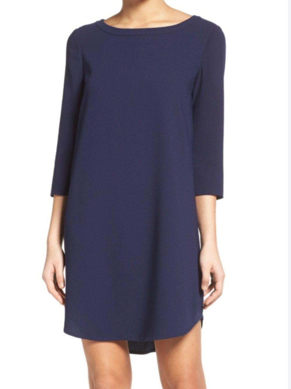 BB Dakota Jazlyn Crepe Shift Dress Navy Blue Size Small NEW Classic Boat Neck
